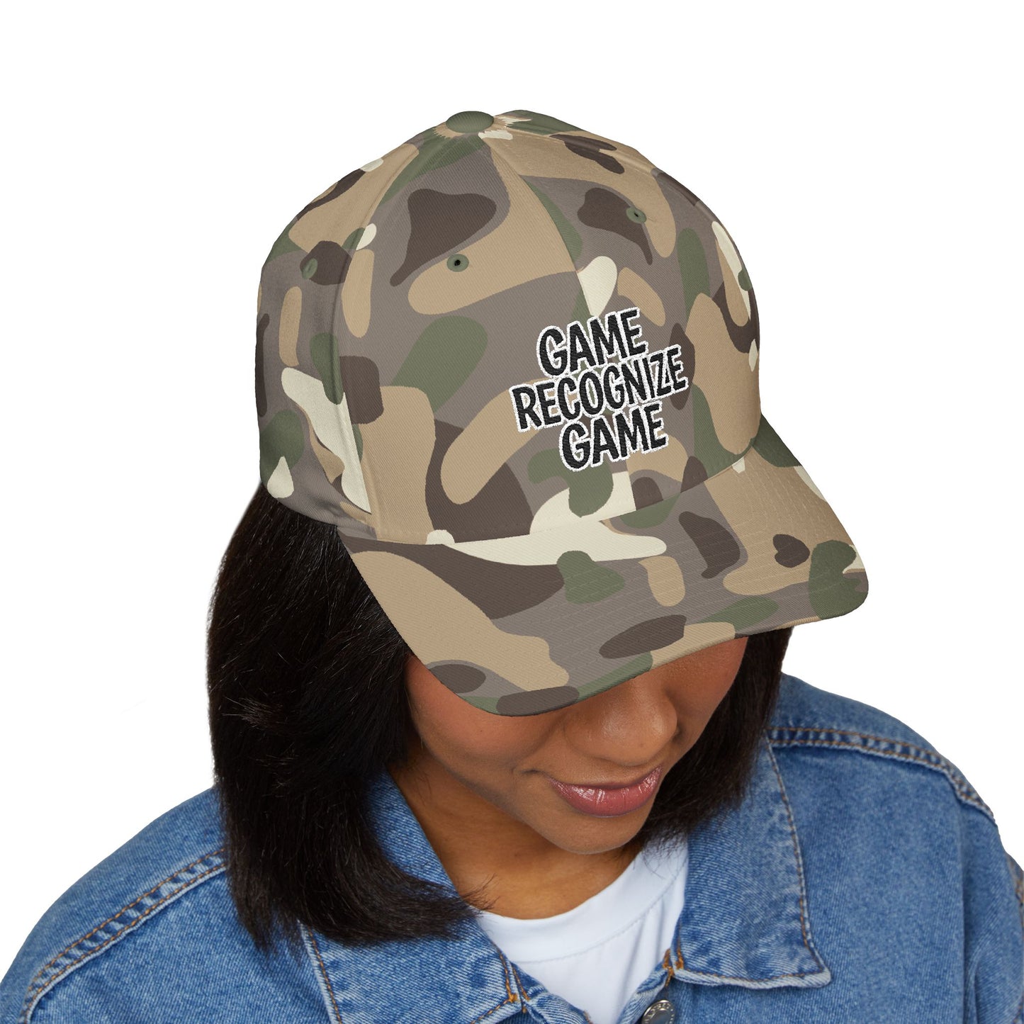 Embroidered 'Game Recognize Game' Cap — Structured Closed-Back Baseball Hat