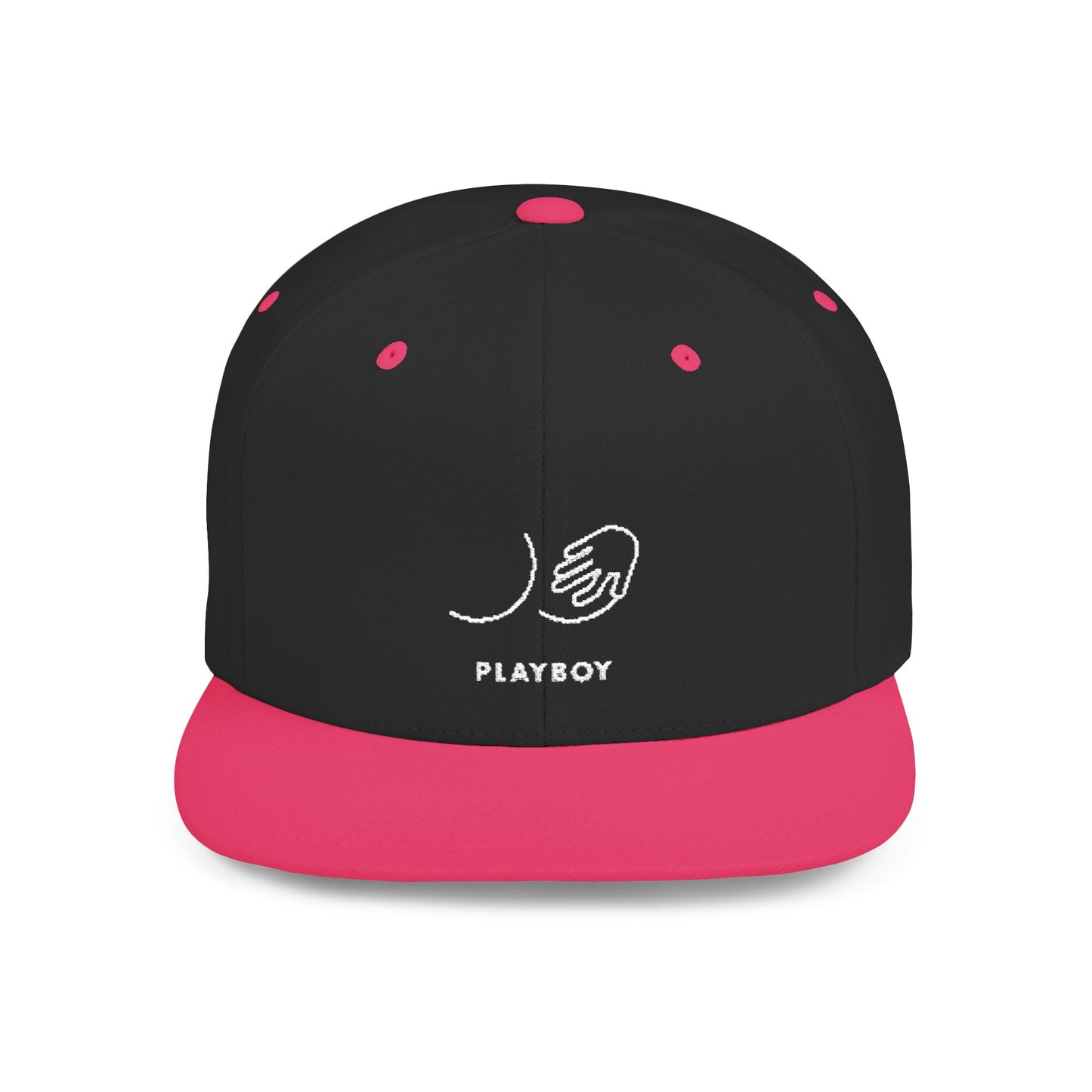 Flat Bill Snapback Hat — Minimal Handshake Logo Embroidered Cap