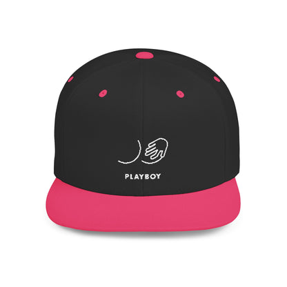 Flat Bill Snapback Hat — Minimal Handshake Logo Embroidered Cap