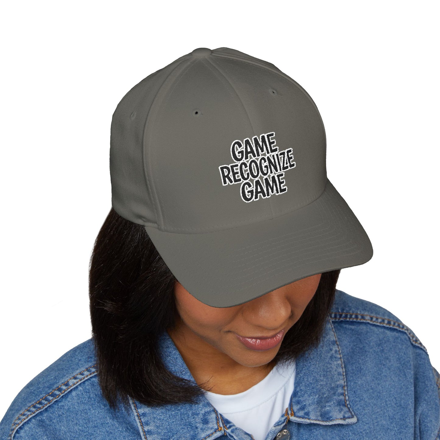 Embroidered 'Game Recognize Game' Cap — Structured Closed-Back Baseball Hat