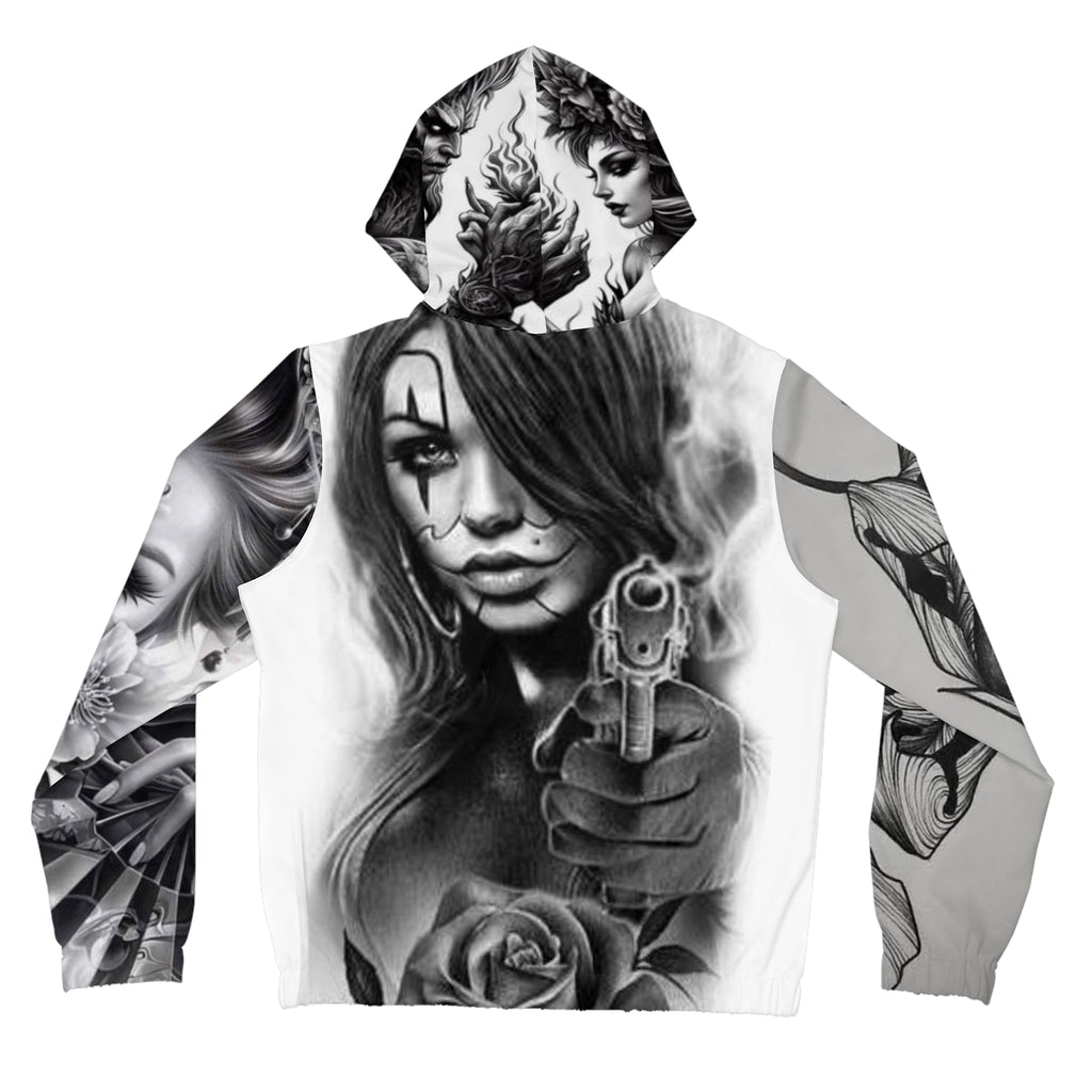Graphic Zip Hoodie — Chicano Chola Art Tattoo-Inspired Women’s Full-Zip Hoodie
