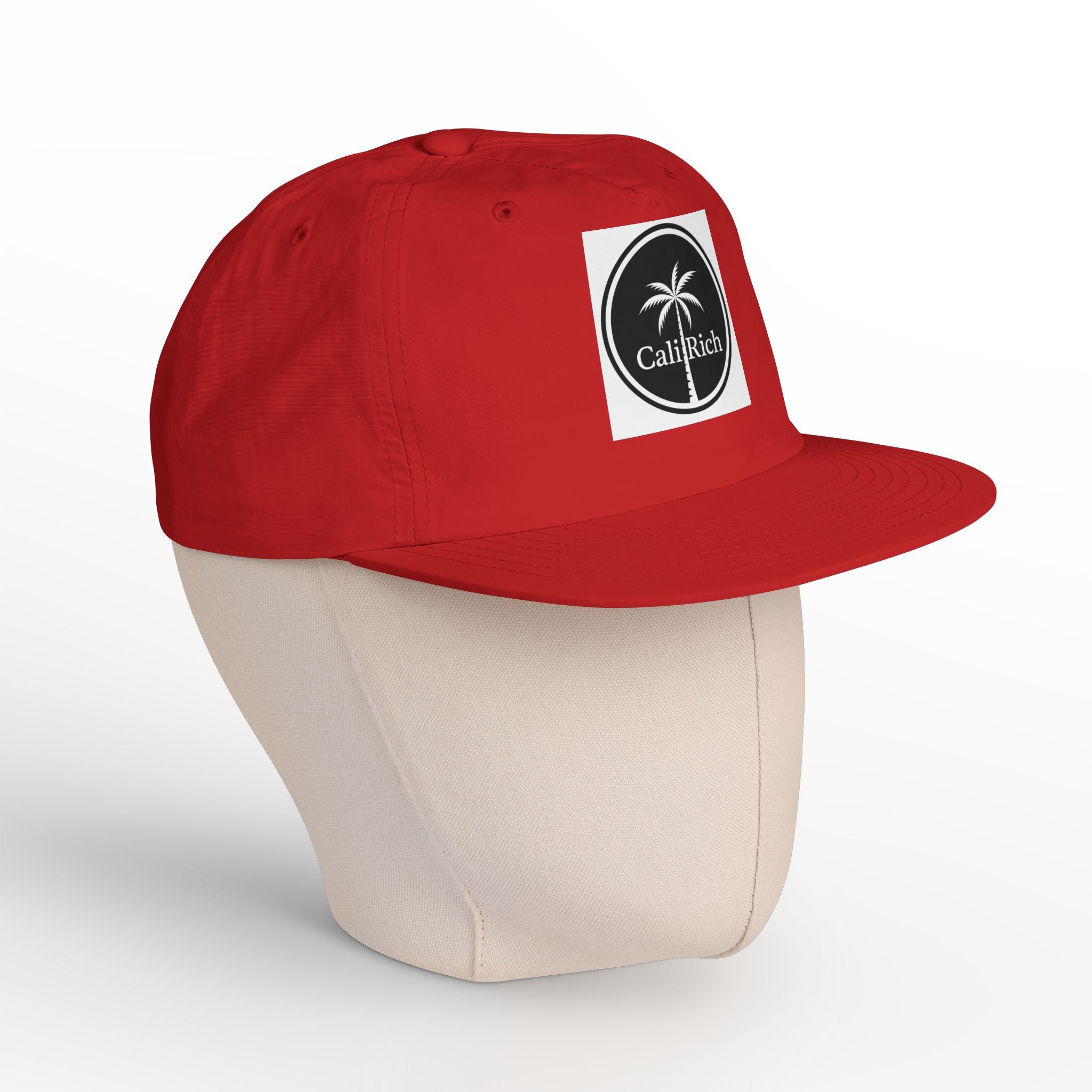 CaliRich Palm Logo Surf Cap — White Snapback Beach Hat