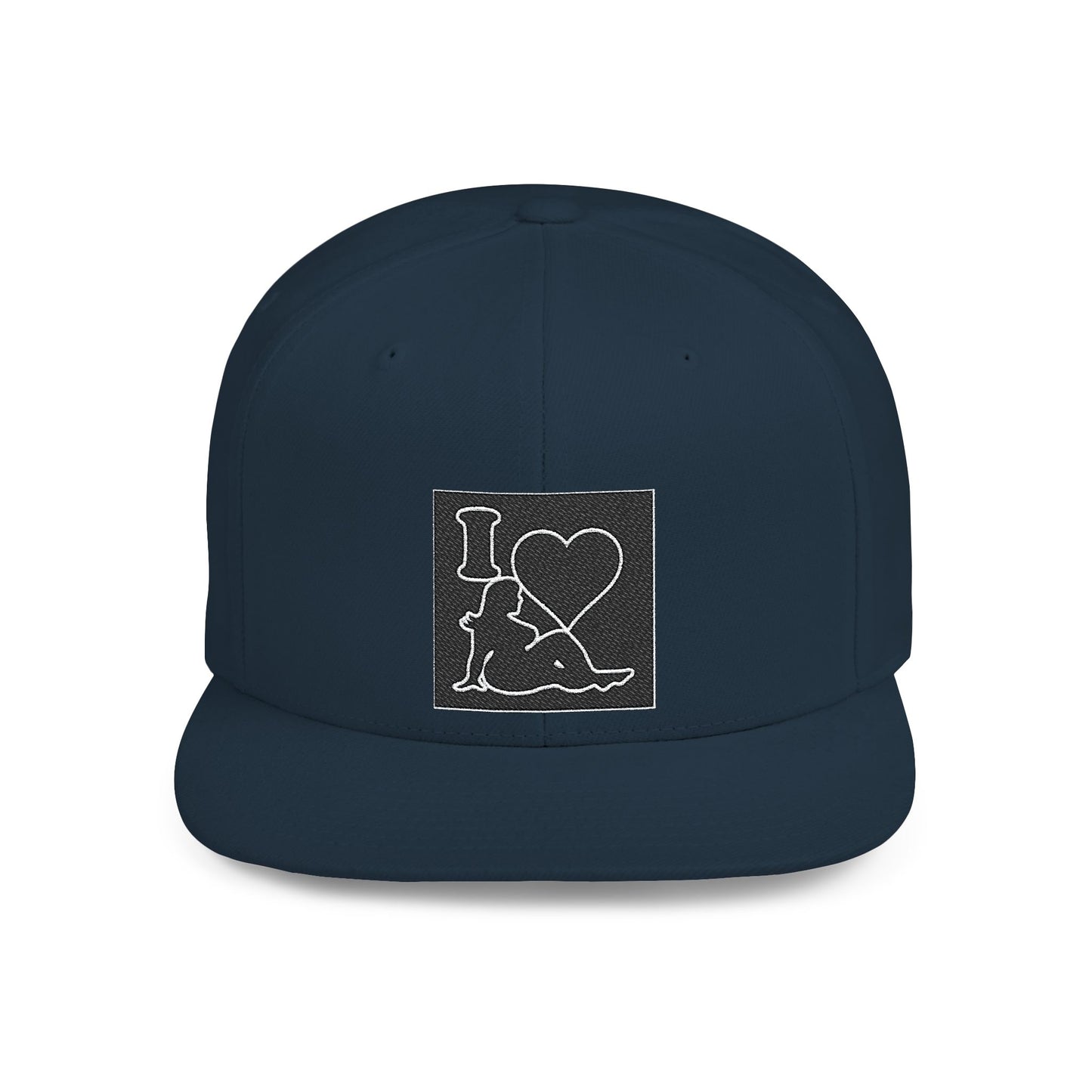 Snapback Hat — 'I  Ski' Retro Patch Flat Bill Cap
