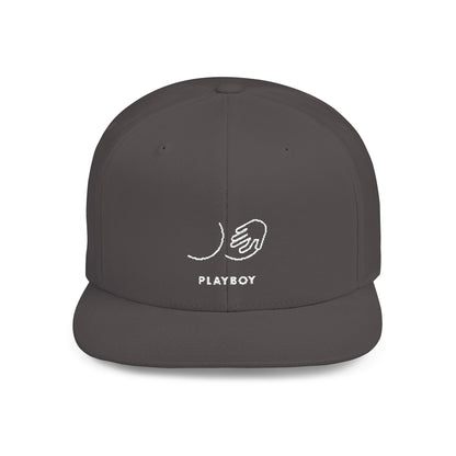 Flat Bill Snapback Hat — Minimal Handshake Logo Embroidered Cap
