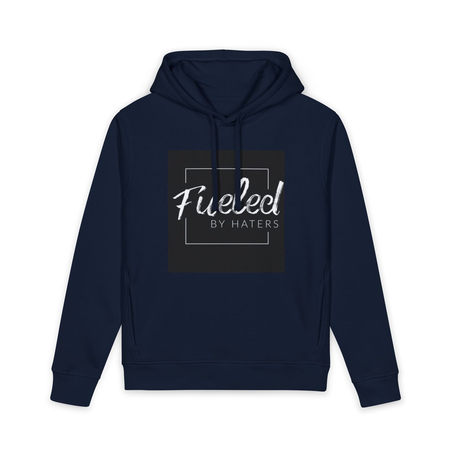 Fueled By Haters Hoodie — Minimal Square Graphic Organic Pullover