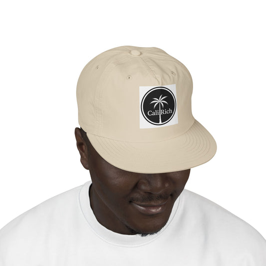 CaliRich Palm Logo Surf Cap — White Snapback Beach Hat