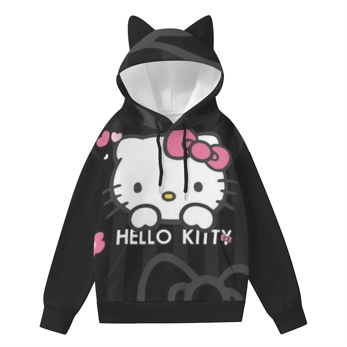 All - Over Print Women’s Hoodie With Decorative Ears - Cali Rich Clothing