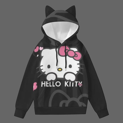 All - Over Print Women’s Hoodie With Decorative Ears - Cali Rich Clothing